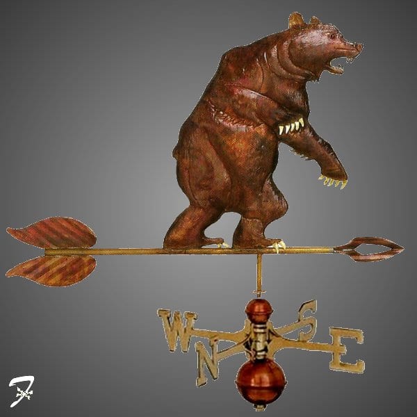 Bear Weathervane Antiqued Copper Finish Weather Vane Hand Crafted 