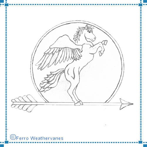 54″ Pegasus Weathervane; Snyder Estate – completed
